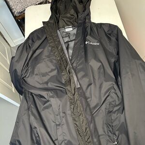 Columbia Black Hooded Rain Jacket
